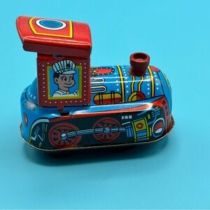 Vintage Tin Toy Train Engine Locomotive Wind Up Metal Alloy Friction